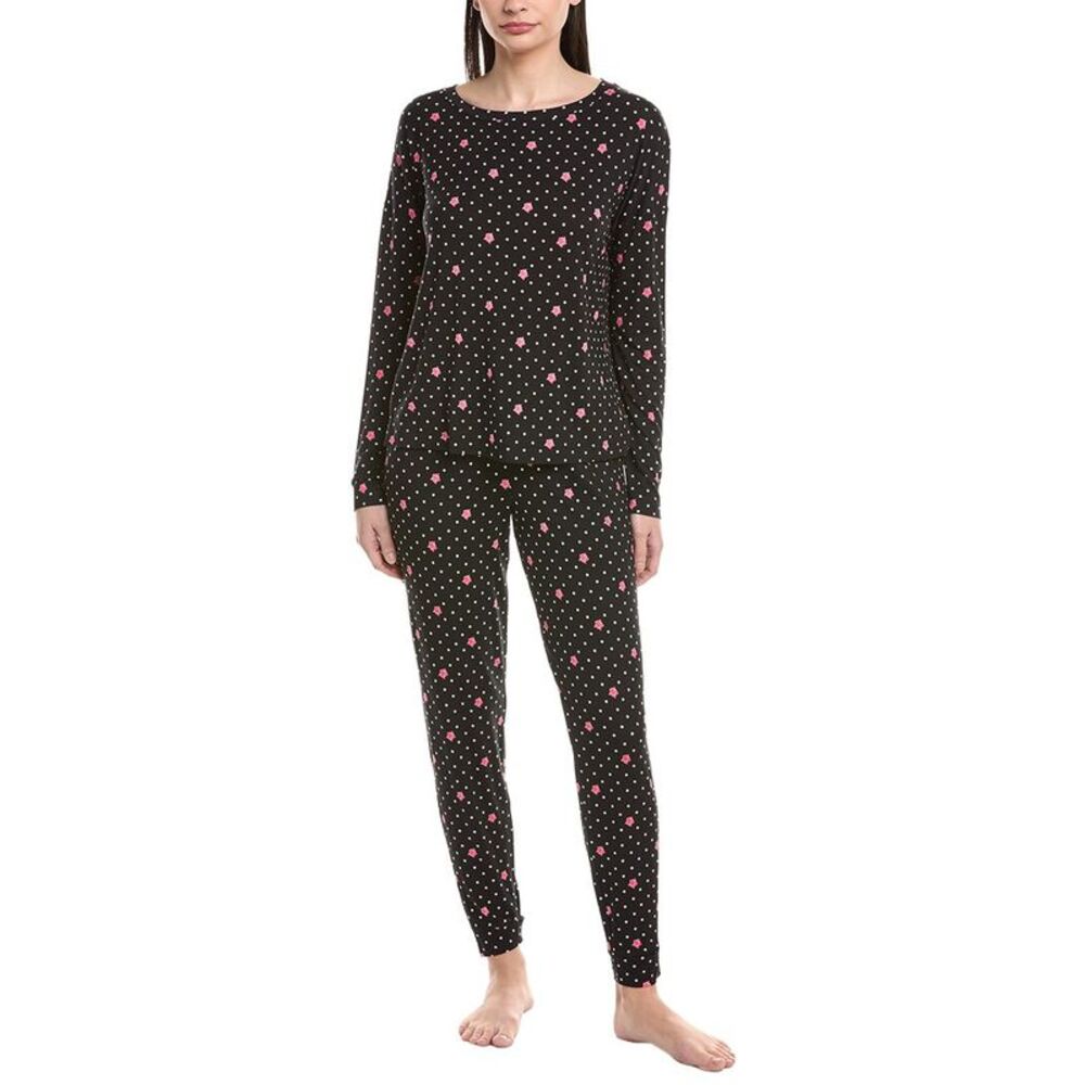 40 Winks Womens  2Pc Sleep Top & Jogger Set, Black